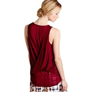 Ro & De wrap drape burgundy tank